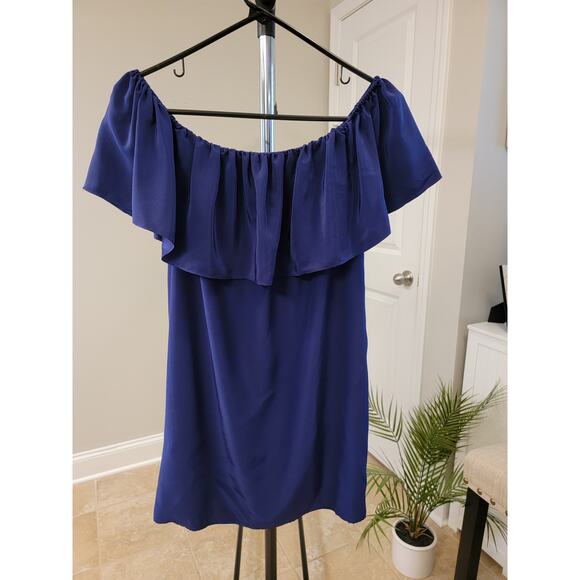 Amanda Uprichard Navy Blue Silk Ruffle Mini Dress - Picture 5 of 8